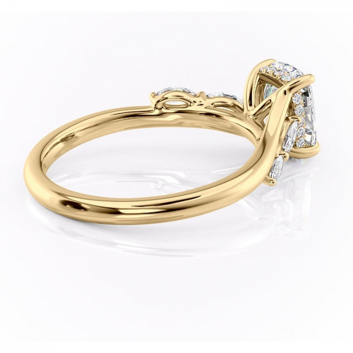 Inel de logodnă Faelynn din aur Galben 14kt cu moissanite tăietură asscher – Pietre laterale rafinată pentru profil înalt | Personalizează și configurează gratuit online [3]