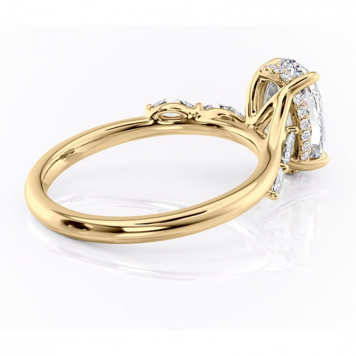 Inel de logodnă Faelynn din aur Galben 14kt cu moissanite tăietură ovală – Pietre laterale rafinată pentru profil înalt | Personalizează și configurează gratuit online [3]