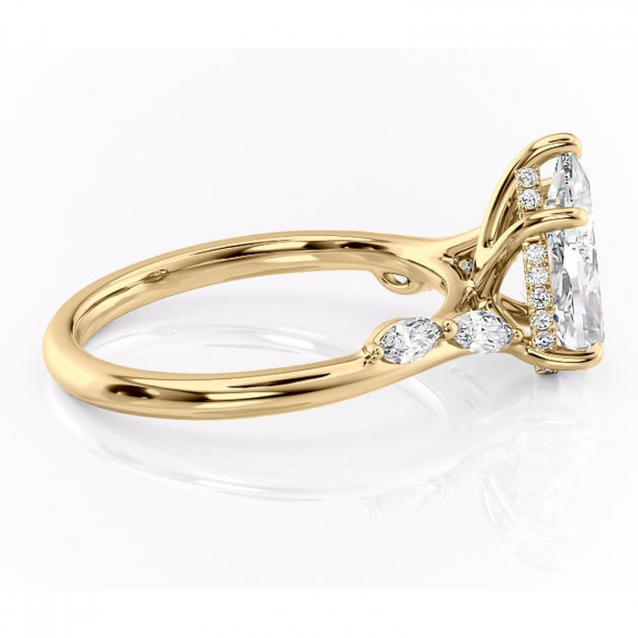 Inel de logodnă Faelynn din aur Galben 18kt cu moissanite tăietură pară – Pietre laterale rafinată pentru profil înalt | Personalizează și configurează gratuit online [2]