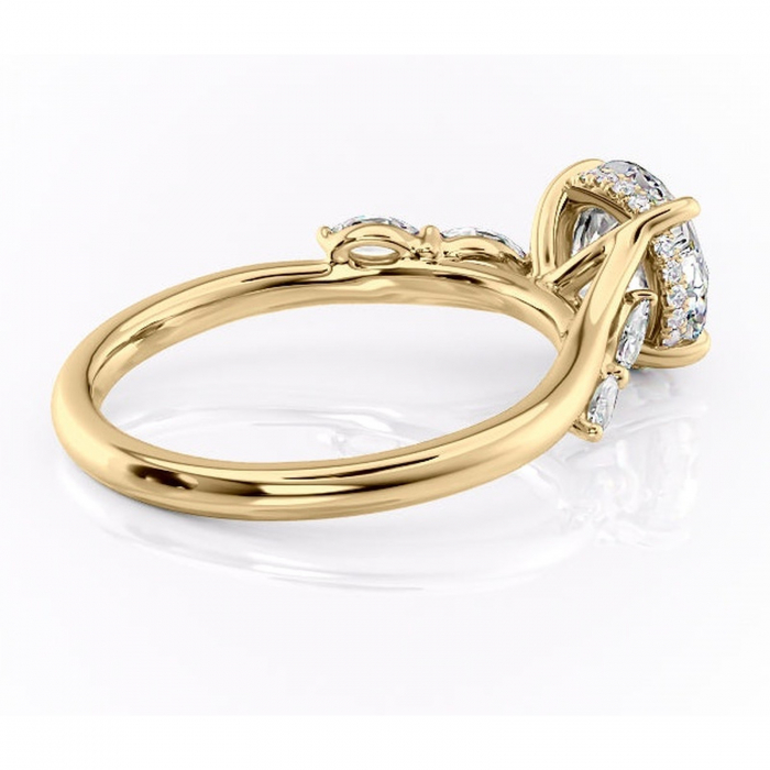 Inel de logodnă Faelynn din aur Galben 14kt cu moissanite tăietură rotundă – Pietre laterale rafinată pentru profil înalt | Personalizează și configurează gratuit online [3]