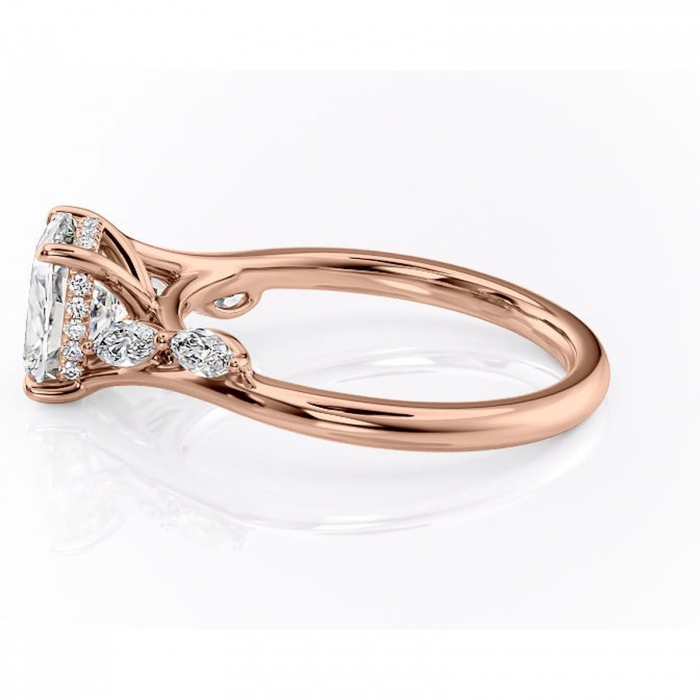 Inel de logodnă Faelynn din aur Rose 14kt cu moissanite tăietură asscher – Pietre laterale rafinată pentru profil înalt | Personalizează și configurează gratuit online [6]