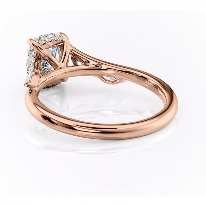 Inel de logodnă Faelynn din aur Rose 14kt cu moissanite tăietură asscher – Pietre laterale rafinată pentru profil înalt | Personalizează și configurează gratuit online [4]