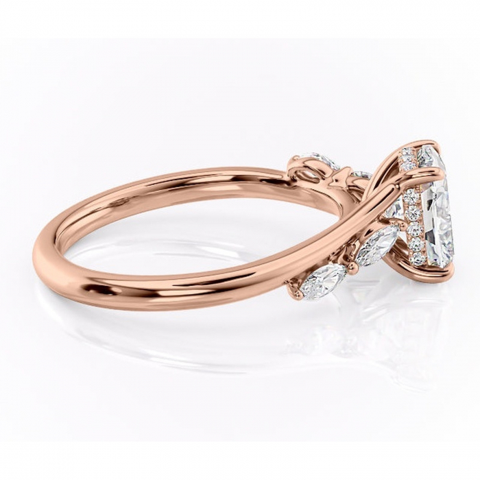 Inel de logodnă Faelynn din aur Rose 14kt cu moissanite tăietură asscher – Pietre laterale rafinată pentru profil înalt | Personalizează și configurează gratuit online [2]