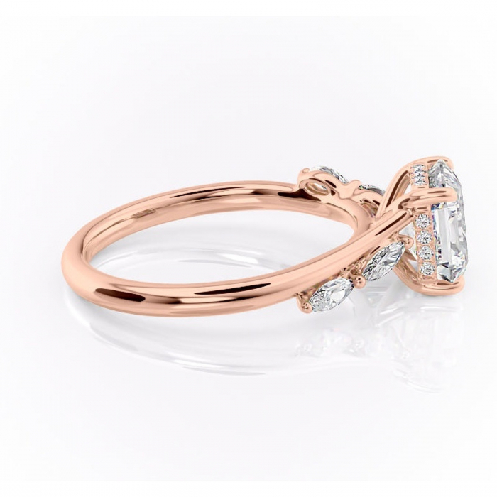 Inel de logodnă Faelynn din aur Rose 18kt cu moissanite tăietură asscher – Pietre laterale rafinată pentru profil înalt | Personalizează și configurează gratuit online [2]