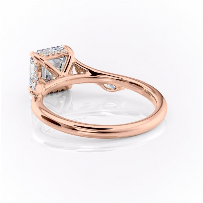 Inel de logodnă Faelynn din aur Rose 18kt cu moissanite tăietură asscher – Pietre laterale rafinată pentru profil înalt | Personalizează și configurează gratuit online [4]