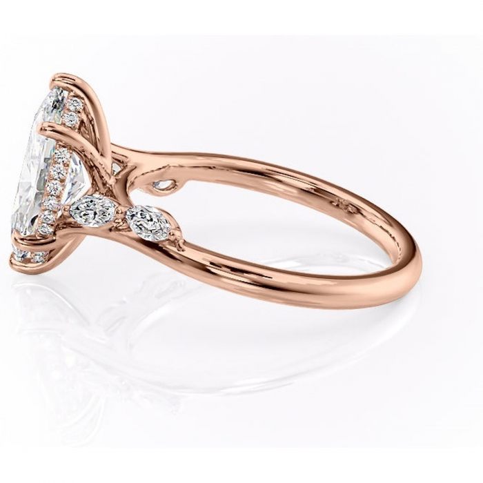 Inel de logodnă Faelynn din aur Rose 14kt cu moissanite tăietură marquise – Pietre laterale rafinată pentru profil înalt | Personalizează și configurează gratuit online [6]