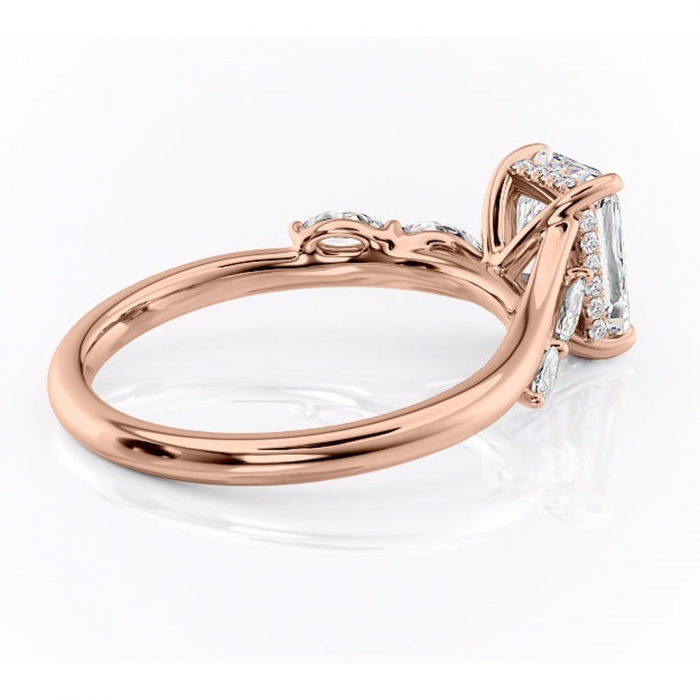 Inel de logodnă Faelynn din aur Rose 14kt cu moissanite tăietură radiantă – Pietre laterale rafinată pentru profil înalt | Personalizează și configurează gratuit online [3]