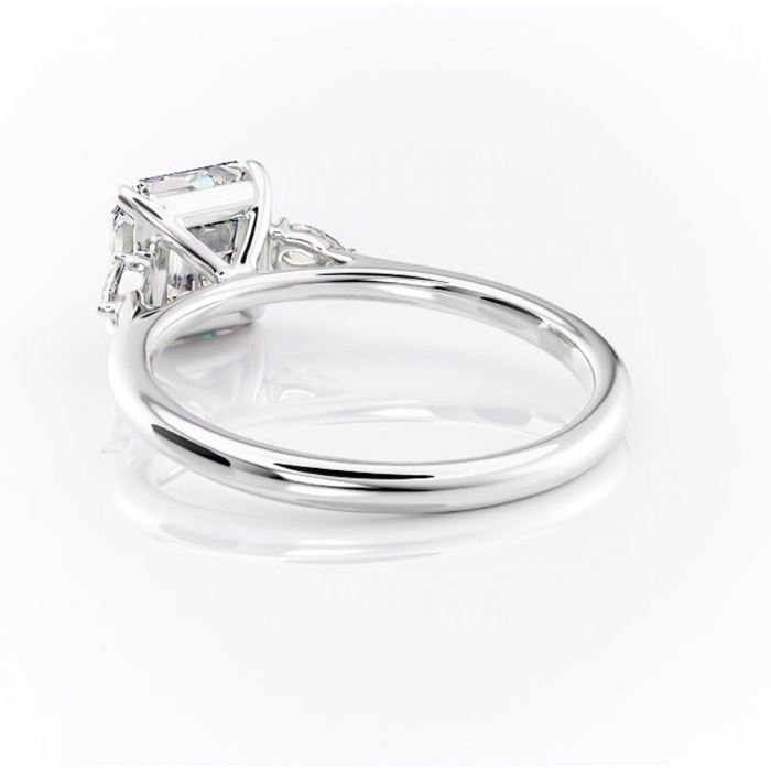 Inel de logodnă Felicity din aur Alb 14kt cu moissanite tăietură asscher – Solitar rafinată pentru profil înalt | Personalizează și configurează gratuit online [4]
