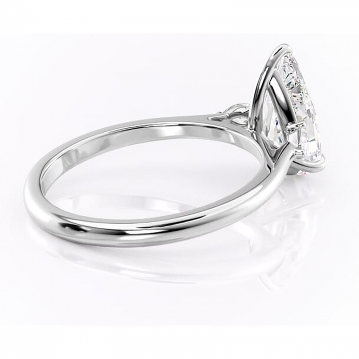 Inel de logodnă Felicity din aur Alb 14kt cu moissanite tăietură pară – Solitar rafinată pentru profil înalt | Personalizează și configurează gratuit online [3]