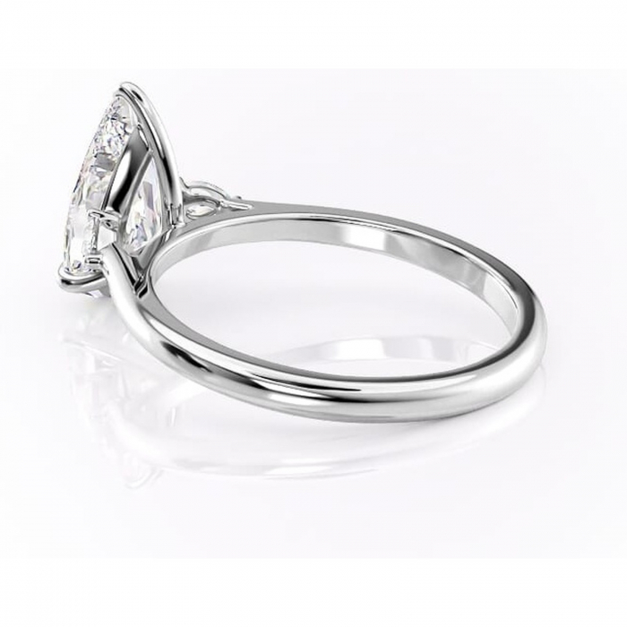 Inel de logodnă Felicity din aur Alb 14kt cu moissanite tăietură pară – Solitar rafinată pentru profil înalt | Personalizează și configurează gratuit online [5]