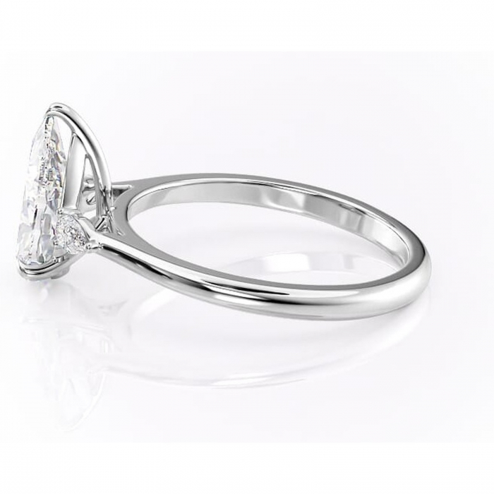 Inel de logodnă Felicity din aur Alb 14kt cu moissanite tăietură pară – Solitar rafinată pentru profil înalt | Personalizează și configurează gratuit online [6]