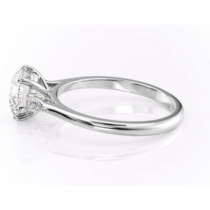 Inel de logodnă Felicity din aur Alb 14kt cu moissanite tăietură rotundă – Solitar rafinată pentru profil înalt | Personalizează și configurează gratuit online [6]