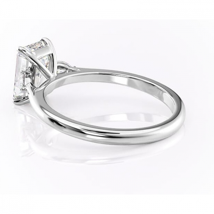 Inel de logodnă Felicity din aur Alb 14kt cu moissanite tăietură smarald – Solitar rafinată pentru profil înalt | Personalizează și configurează gratuit online [5]