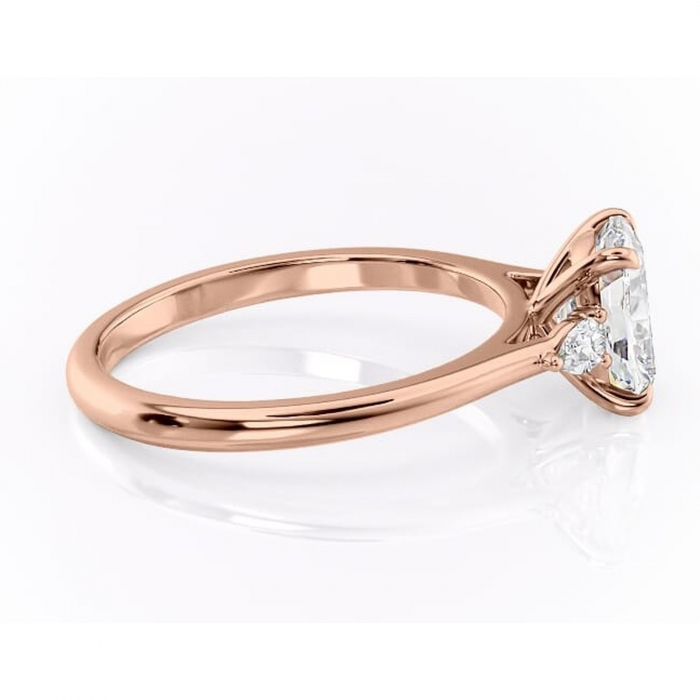 Inel de logodnă Felicity din aur Rose 14kt cu moissanite tăietură asscher – Solitar rafinată pentru profil înalt | Personalizează și configurează gratuit online [2]