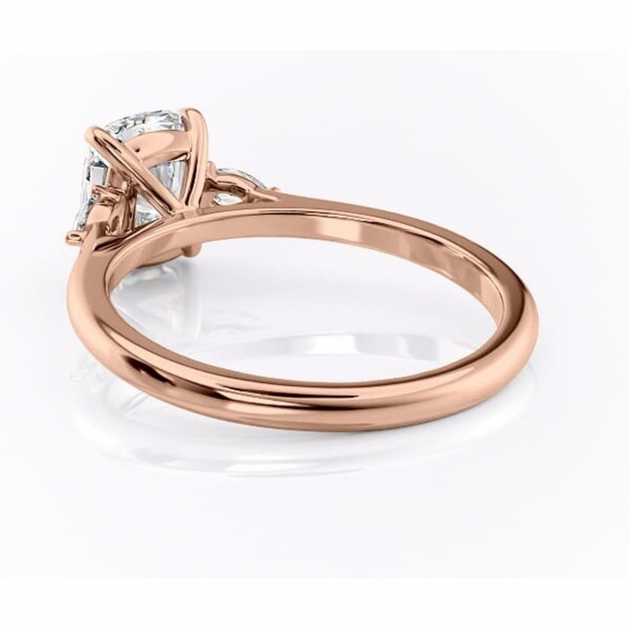 Inel de logodnă Felicity din aur Rose 14kt cu moissanite tăietură asscher – Solitar rafinată pentru profil înalt | Personalizează și configurează gratuit online [4]