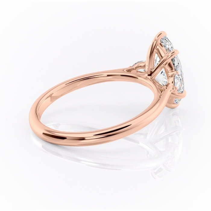 Inel de logodnă Felicity din aur Rose 14kt cu moissanite tăietură marquise – Solitar rafinată pentru profil înalt | Personalizează și configurează gratuit online [3]