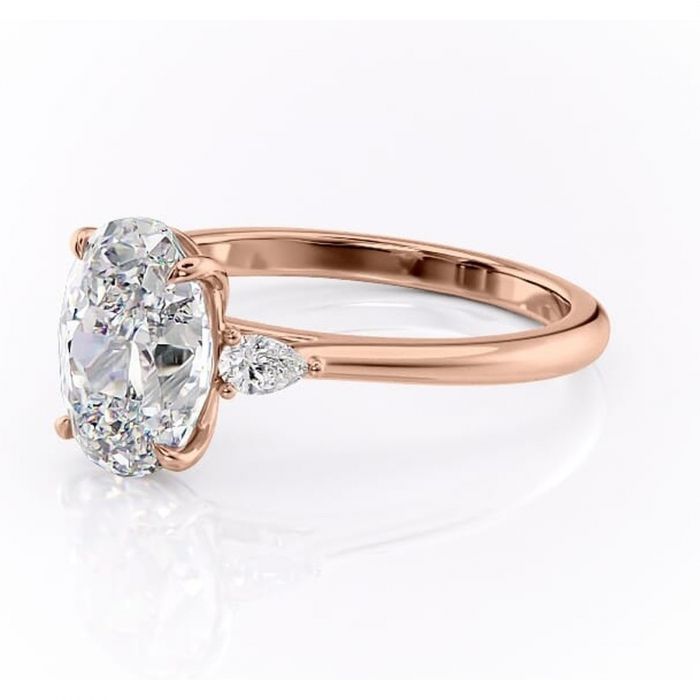 Inel de logodnă Felicity din aur Rose 14kt cu moissanite tăietură ovală – Solitar rafinată pentru profil înalt | Personalizează și configurează gratuit online [7]