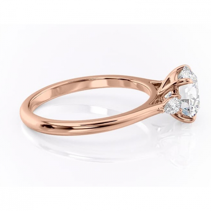 Inel de logodnă Felicity din aur Rose 14kt cu moissanite tăietură rotundă – Solitar rafinată pentru profil înalt | Personalizează și configurează gratuit online [2]