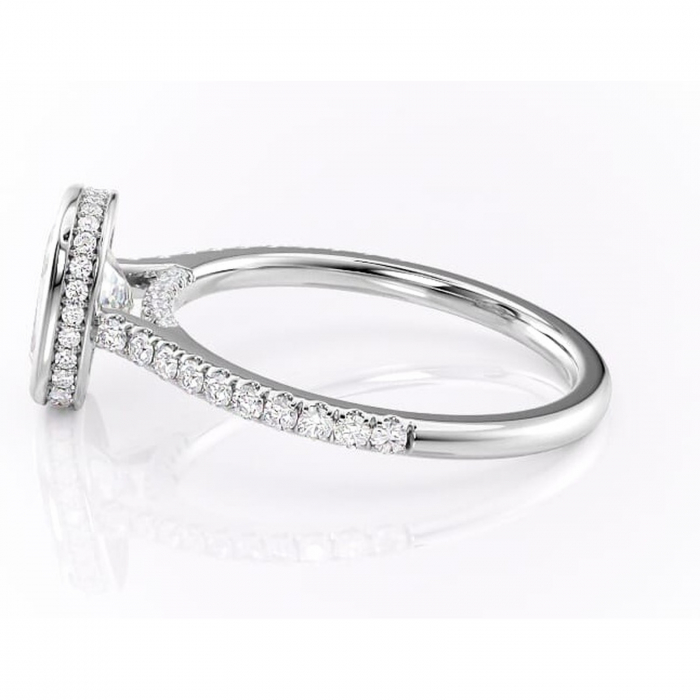 Inel de logodnă Fernelle din aur Alb 14kt cu moissanite tăietură pernă – Montură închisă rafinată pentru profil înalt | Personalizează și configurează gratuit online [6]