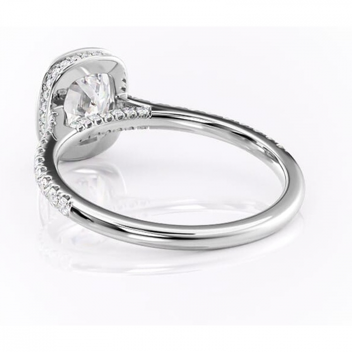 Inel de logodnă Fernelle din aur Alb 14kt cu moissanite tăietură pernă – Montură închisă rafinată pentru profil înalt | Personalizează și configurează gratuit online [4]