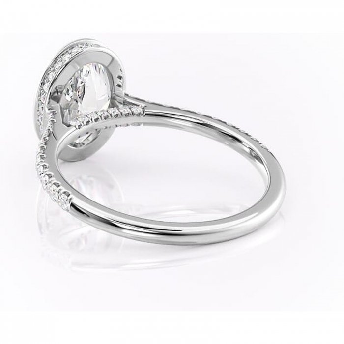 Inel de logodnă Fernelle din aur Alb 14kt cu moissanite tăietură ovală – Montură închisă rafinată pentru profil înalt | Personalizează și configurează gratuit online [4]