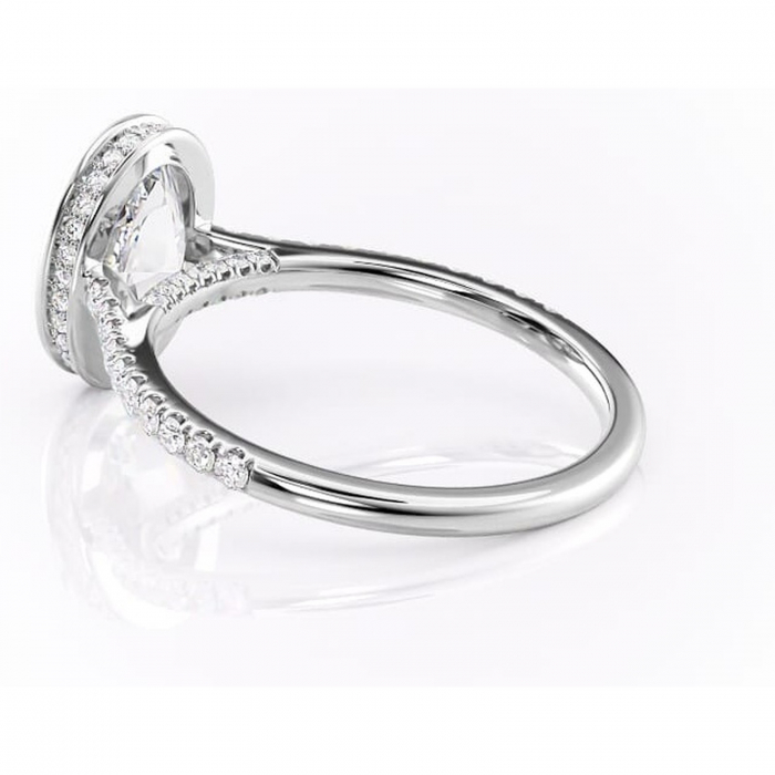 Inel de logodnă Fernelle din aur Alb 14kt cu moissanite tăietură ovală – Montură închisă rafinată pentru profil înalt | Personalizează și configurează gratuit online [5]