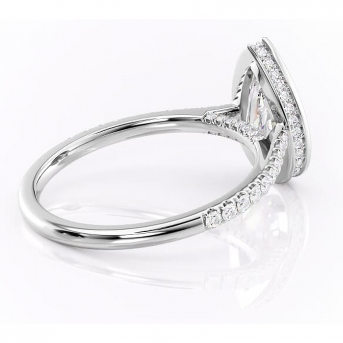 Inel de logodnă Fernelle din aur Alb 18kt cu moissanite tăietură pară – Montură închisă rafinată pentru profil înalt | Personalizează și configurează gratuit online [3]