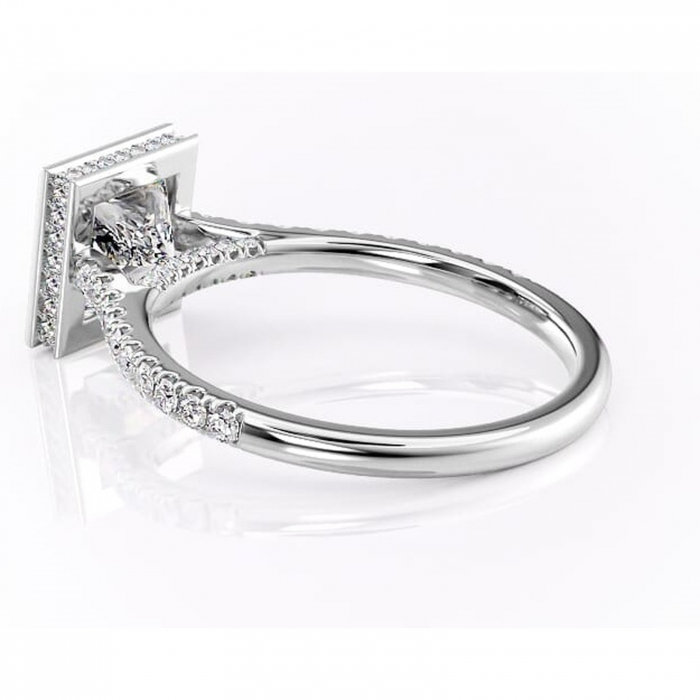 Inel de logodnă Fernelle din aur Alb 18kt cu moissanite tăietură princess – Montură închisă rafinată pentru profil înalt | Personalizează și configurează gratuit online [5]