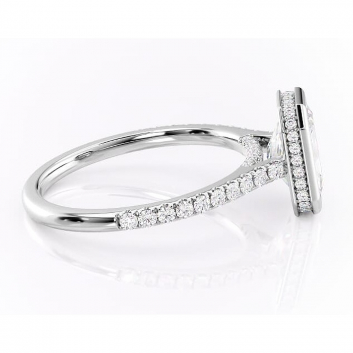 Inel de logodnă Fernelle din aur Alb 14kt cu moissanite tăietură radiantă – Montură închisă rafinată pentru profil înalt | Personalizează și configurează gratuit online [2]