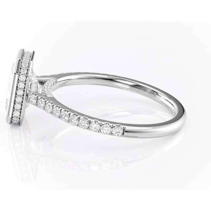 Inel de logodnă Fernelle din aur Alb 14kt cu moissanite tăietură radiantă – Montură închisă rafinată pentru profil înalt | Personalizează și configurează gratuit online [6]