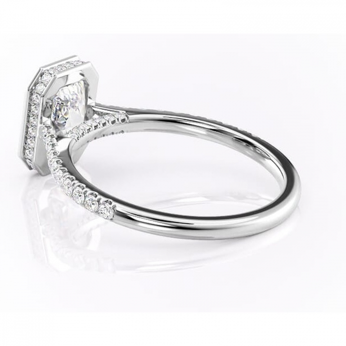 Inel de logodnă Fernelle din aur Alb 14kt cu moissanite tăietură radiantă – Montură închisă rafinată pentru profil înalt | Personalizează și configurează gratuit online [5]