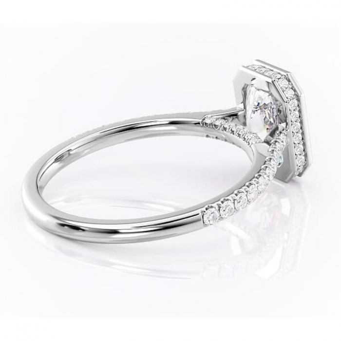 Inel de logodnă Fernelle din aur Alb 14kt cu moissanite tăietură radiantă – Montură închisă rafinată pentru profil înalt | Personalizează și configurează gratuit online [3]