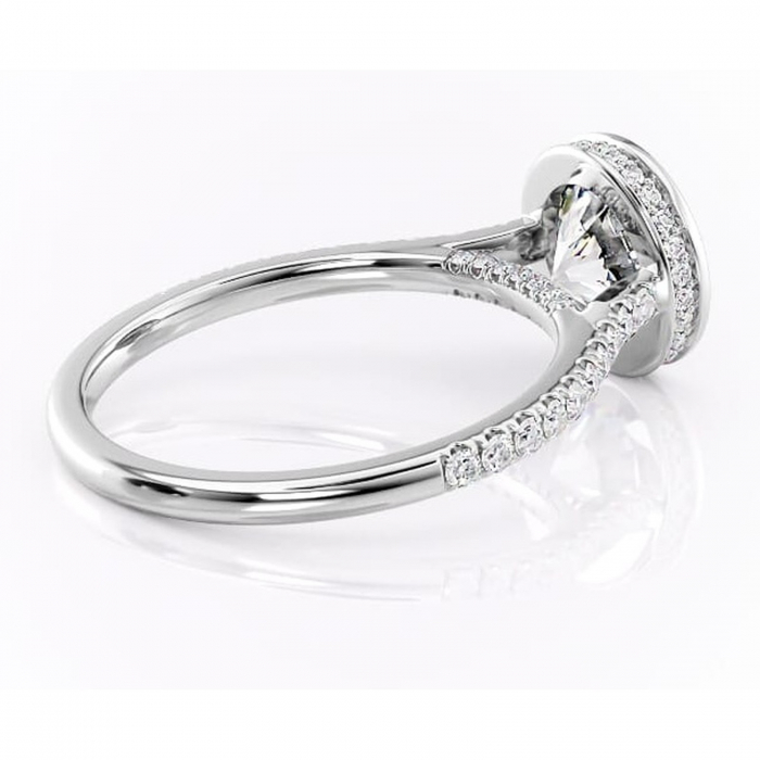 Inel de logodnă Fernelle din aur Alb 14kt cu moissanite tăietură rotundă – Montură închisă rafinată pentru profil înalt | Personalizează și configurează gratuit online [3]