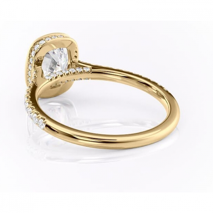 Inel de logodnă Fernelle din aur Galben 14kt cu moissanite tăietură pernă – Montură închisă rafinată pentru profil înalt | Personalizează și configurează gratuit online [4]