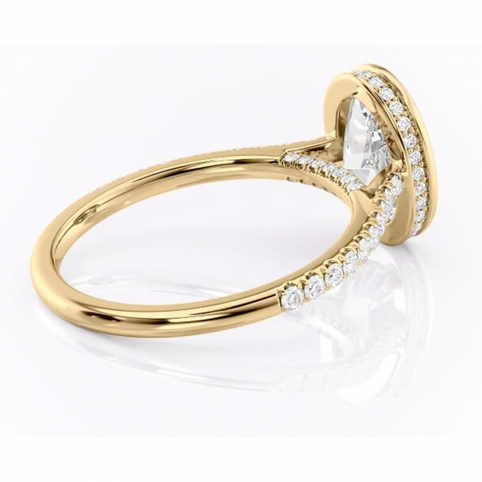 Inel de logodnă Fernelle din aur Galben 14kt cu moissanite tăietură ovală – Montură închisă rafinată pentru profil înalt | Personalizează și configurează gratuit online [3]