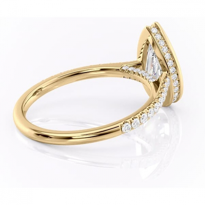 Inel de logodnă Fernelle din aur Galben 18kt cu moissanite tăietură pară – Montură închisă rafinată pentru profil înalt | Personalizează și configurează gratuit online [3]