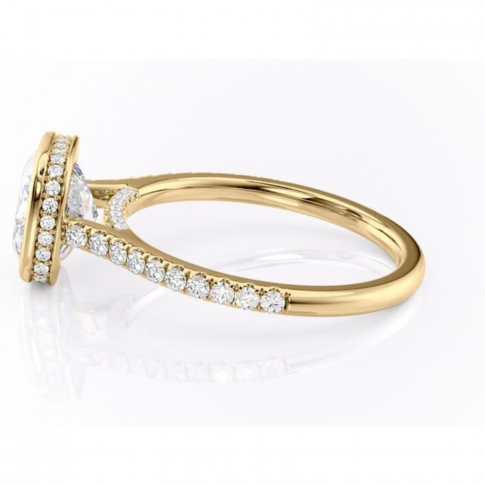 Inel de logodnă Fernelle din aur Galben 14kt cu moissanite tăietură pernă – Montură închisă rafinată pentru profil înalt | Personalizează și configurează gratuit online [6]