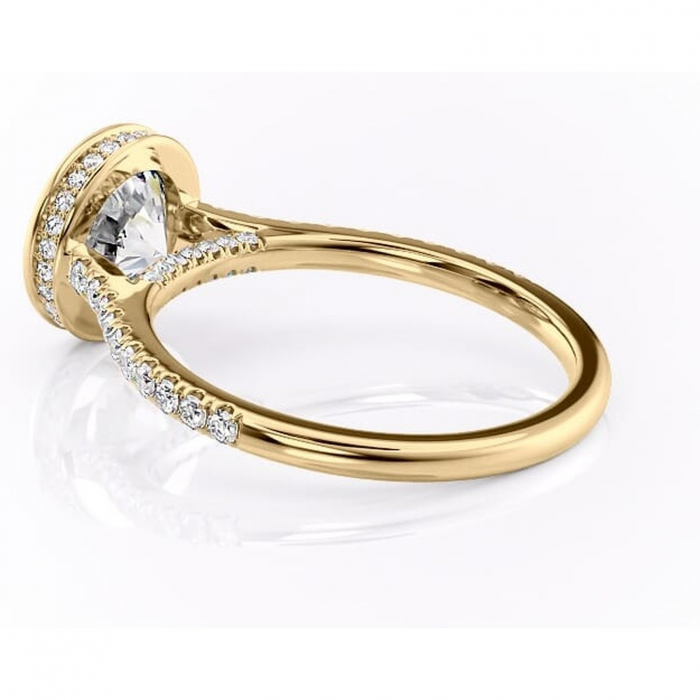Inel de logodnă Fernelle din aur Galben 14kt cu moissanite tăietură rotundă – Montură închisă rafinată pentru profil înalt | Personalizează și configurează gratuit online [5]