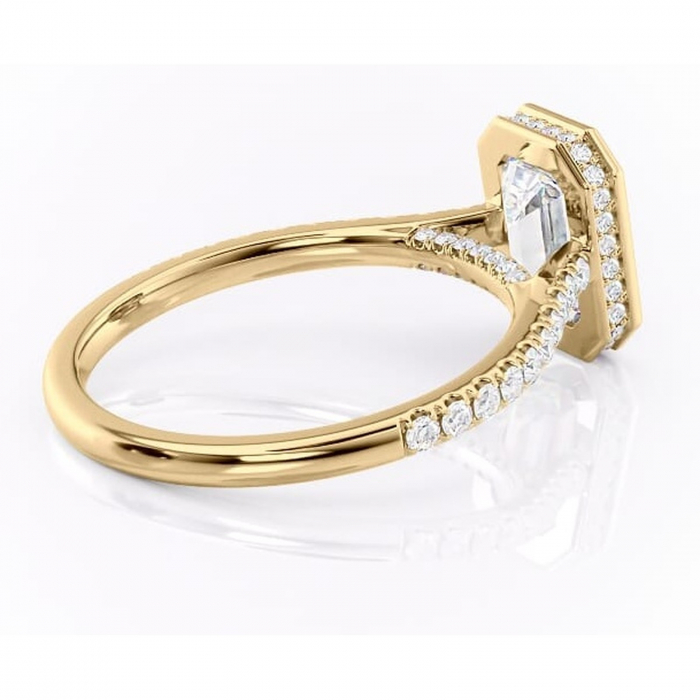Inel de logodnă Fernelle din aur Galben 14kt cu moissanite tăietură smarald – Montură închisă rafinată pentru profil înalt | Personalizează și configurează gratuit online [3]