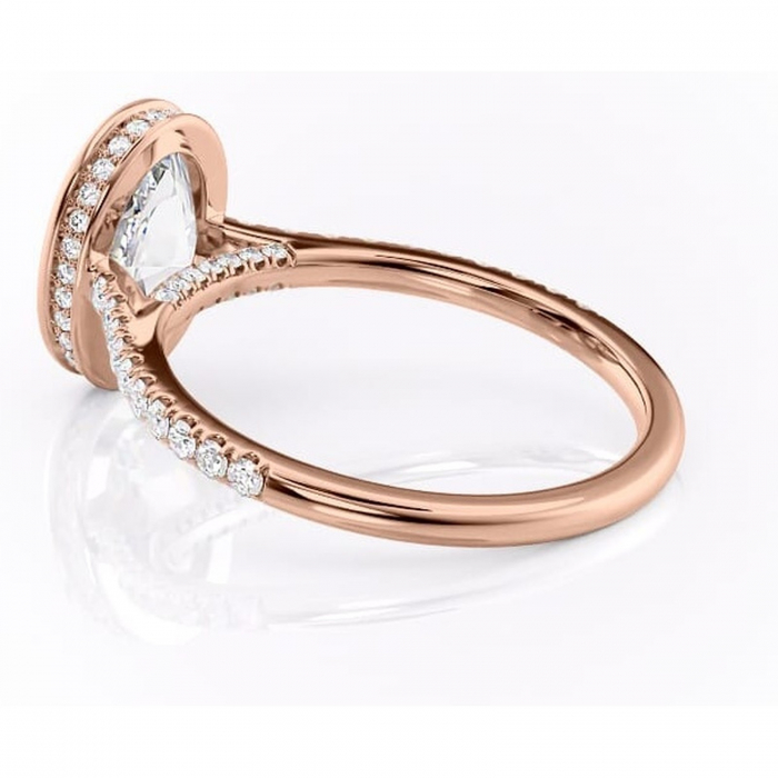Inel de logodnă Fernelle din aur Rose 14kt cu moissanite tăietură ovală – Montură închisă rafinată pentru profil înalt | Personalizează și configurează gratuit online [5]