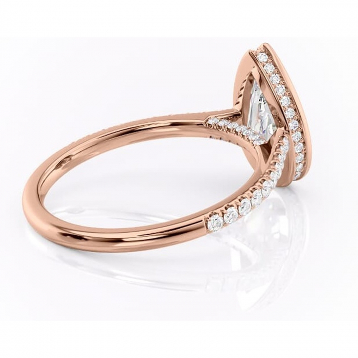 Inel de logodnă Fernelle din aur Rose 18kt cu moissanite tăietură pară – Montură închisă rafinată pentru profil înalt | Personalizează și configurează gratuit online [3]