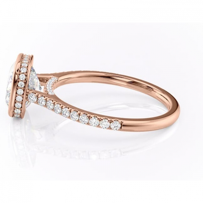 Inel de logodnă Fernelle din aur Rose 18kt cu moissanite tăietură pernă – Montură închisă rafinată pentru profil înalt | Personalizează și configurează gratuit online [6]