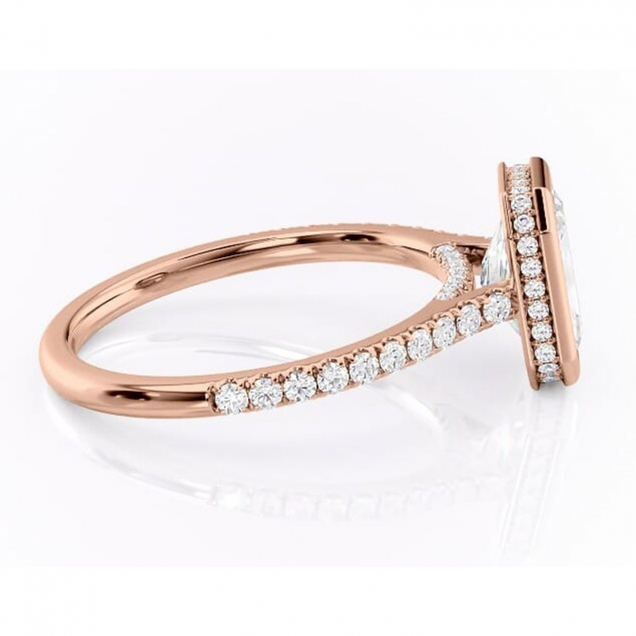 Inel de logodnă Fernelle din aur Rose 14kt cu moissanite tăietură radiantă – Montură închisă rafinată pentru profil înalt | Personalizează și configurează gratuit online [2]