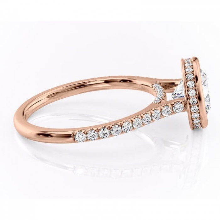 Inel de logodnă Fernelle din aur Rose 14kt cu moissanite tăietură rotundă – Montură închisă rafinată pentru profil înalt | Personalizează și configurează gratuit online [2]