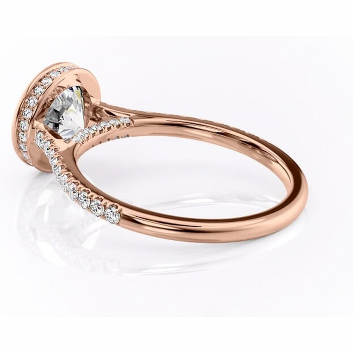 Inel de logodnă Fernelle din aur Rose 14kt cu moissanite tăietură rotundă – Montură închisă rafinată pentru profil înalt | Personalizează și configurează gratuit online [5]