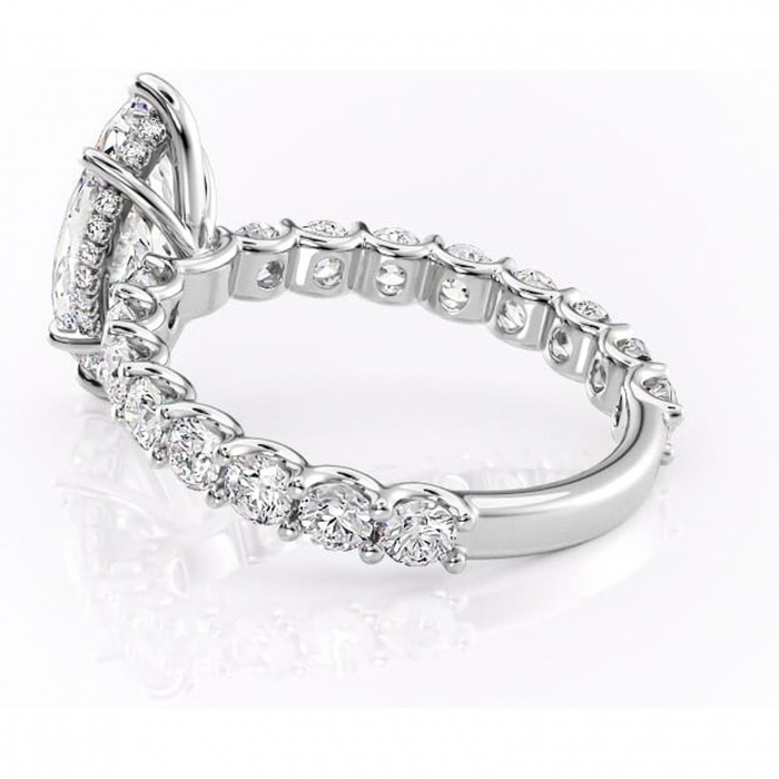 Inel de logodnă Floralie din aur Alb 14kt cu moissanite tăietură marquise – Pietre laterale excepțional | Personalizează și configurează gratuit online [5]