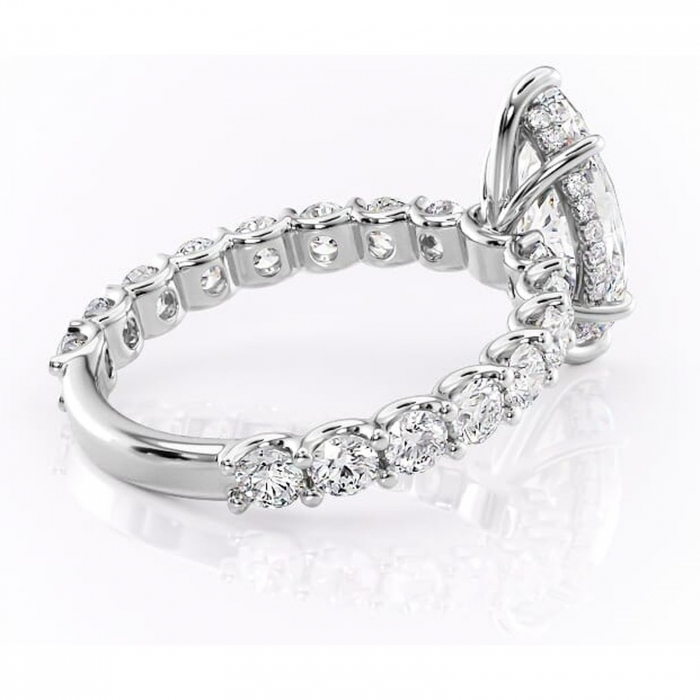 Inel de logodnă Floralie din aur Alb 14kt cu moissanite tăietură marquise – Pietre laterale excepțional | Personalizează și configurează gratuit online [3]