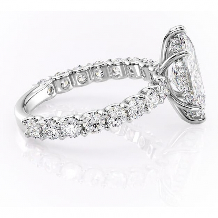 Inel de logodnă Floralie din aur Alb 14kt cu moissanite tăietură marquise – Pietre laterale excepțional | Personalizează și configurează gratuit online [2]