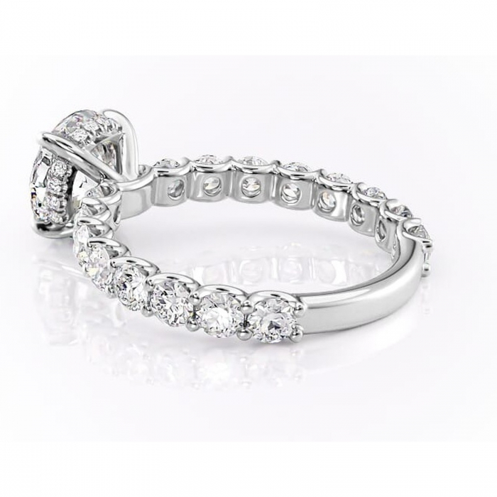 Inel de logodnă Floralie din aur Alb 14kt cu moissanite tăietură rotundă – Pietre laterale excepțional | Personalizează și configurează gratuit online [5]