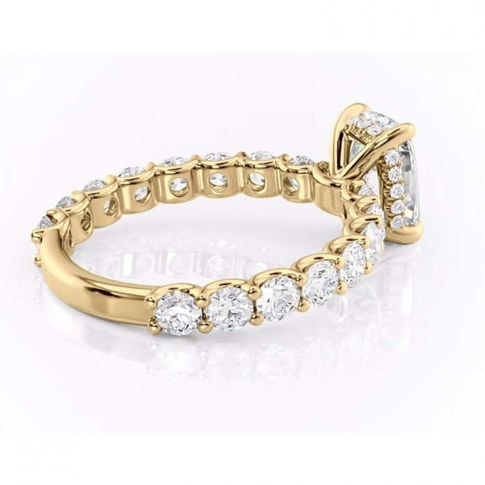 Inel de logodnă Floralie din aur Galben 14kt cu moissanite tăietură pernă – Pietre laterale excepțional | Personalizează și configurează gratuit online [3]